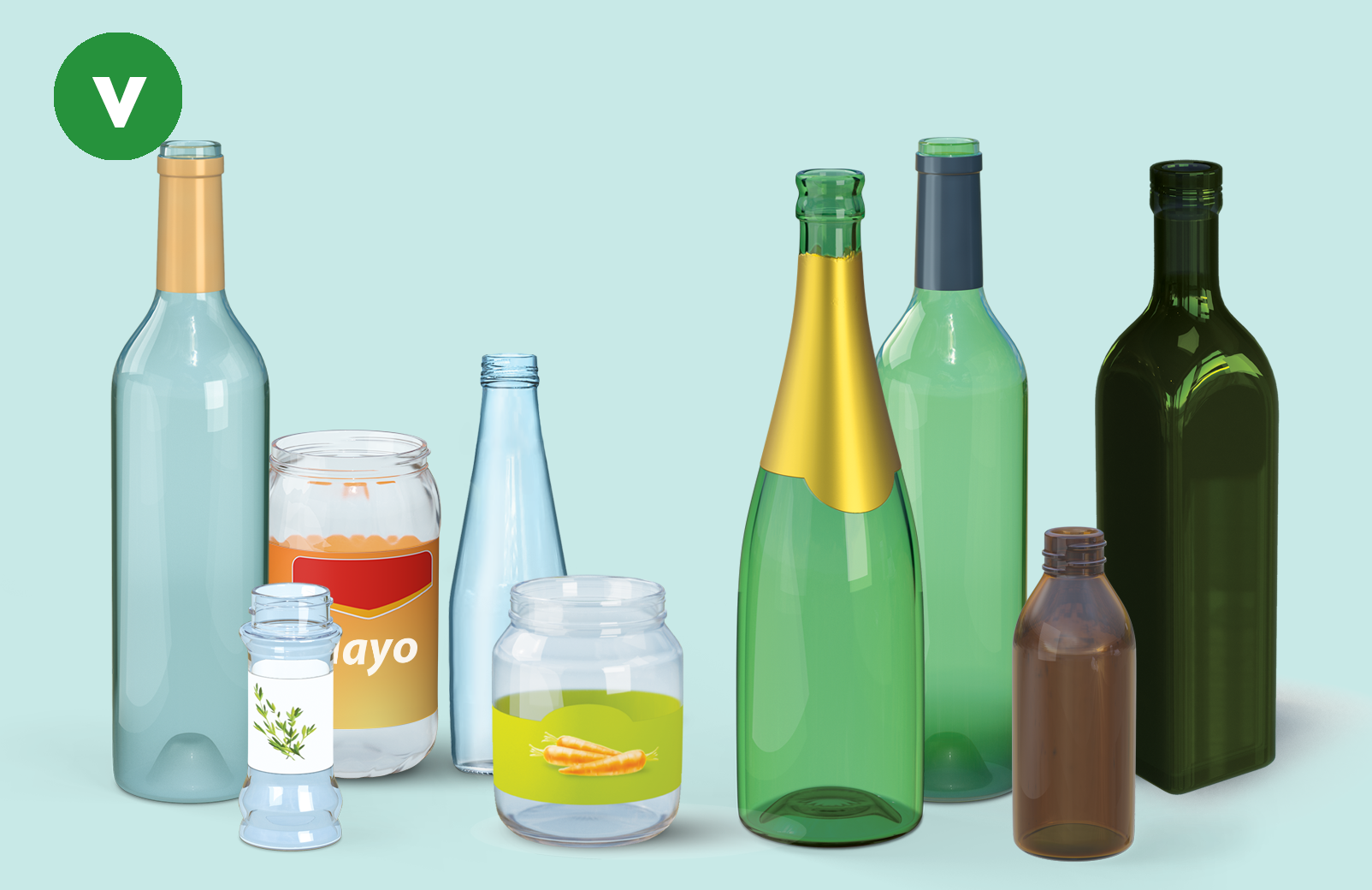 Glazen flessen en bokalen sorteer je bij glas